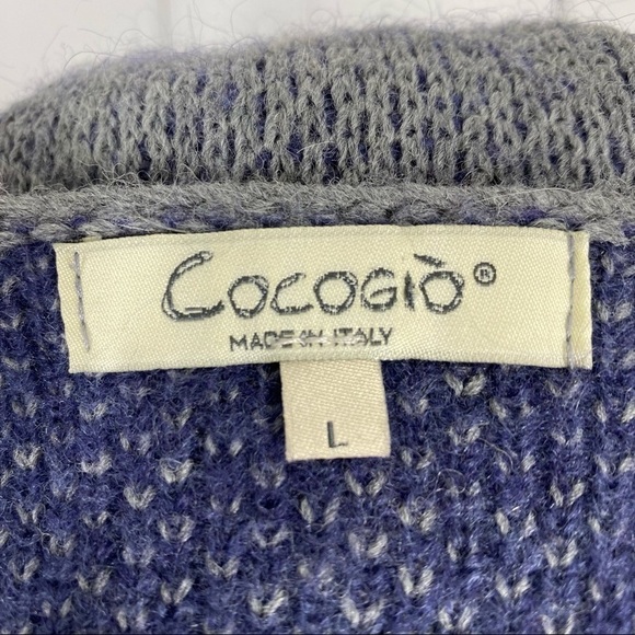 COCOGIO Gray Floral Wool Blend Sweater Large Made in Italy Knit - Picture 7 of 7